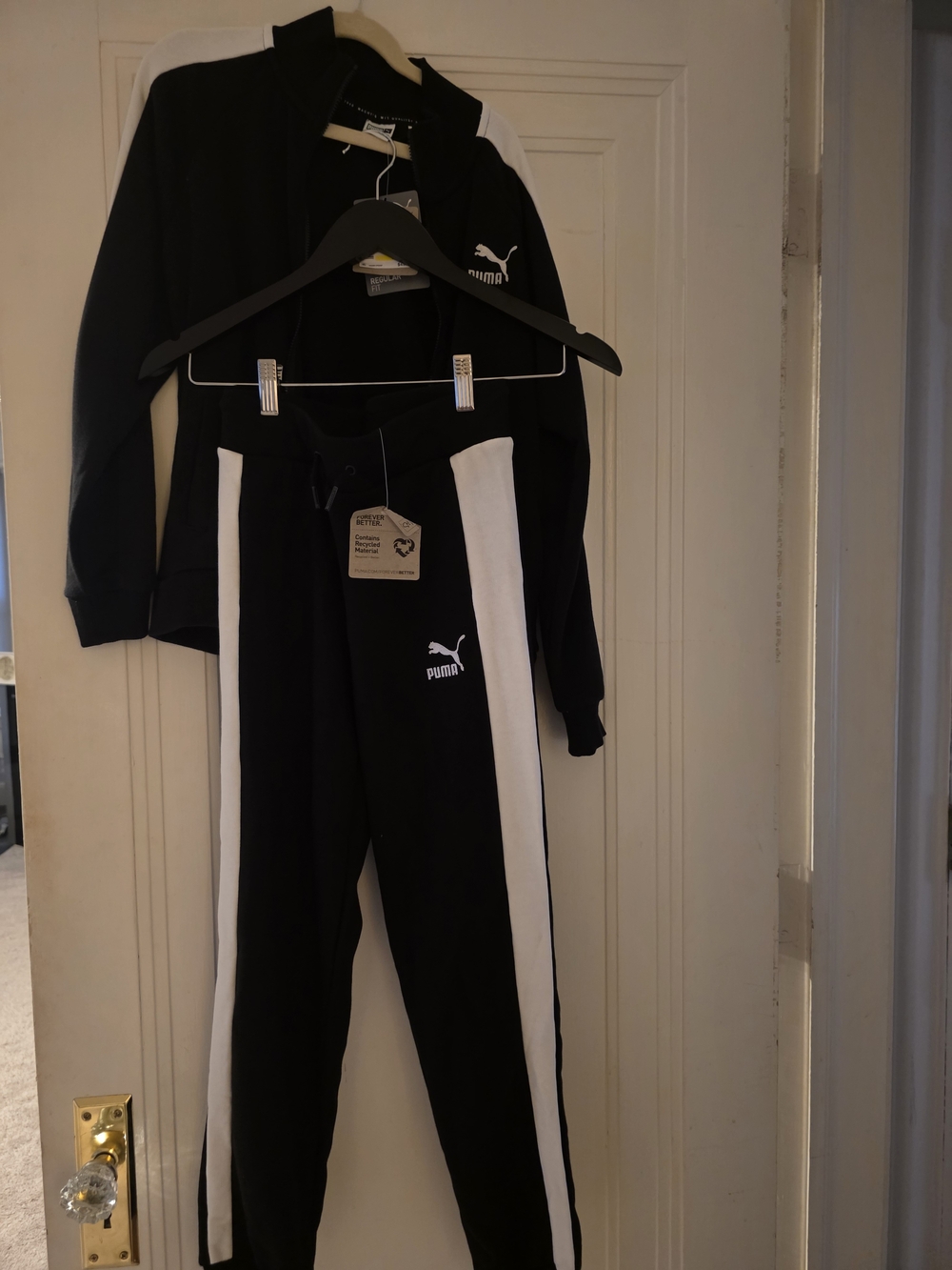 Puma Black Jogger Pants with White Side Stripes